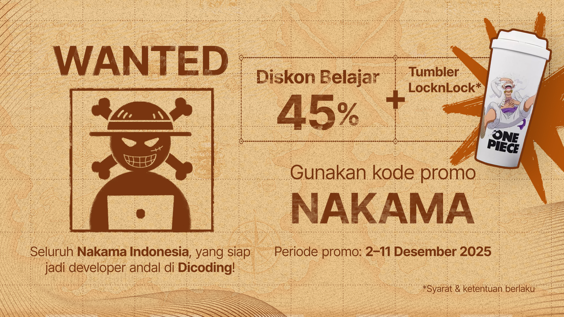 Diskon 45% + Bonus Tumbler LocknLock One Piece Edition