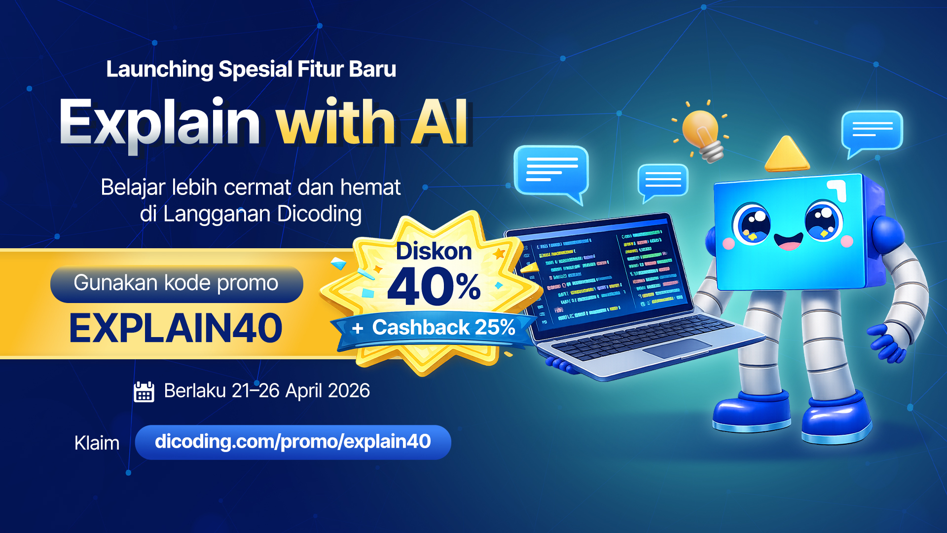 Launching fitur baru Explain with AI! Diskon 40% + cashback 25%
