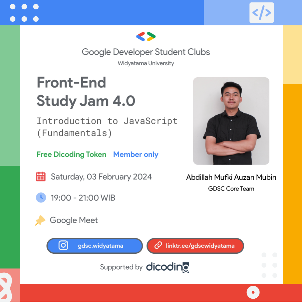 Front-End Study Jam 4.0 : Introduction to JavaScript (Fundamentals)