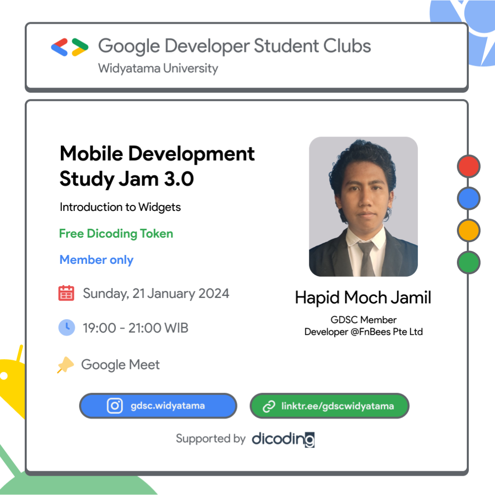 Mobile Development Study Jam 3.0 : Introduction to Widgets