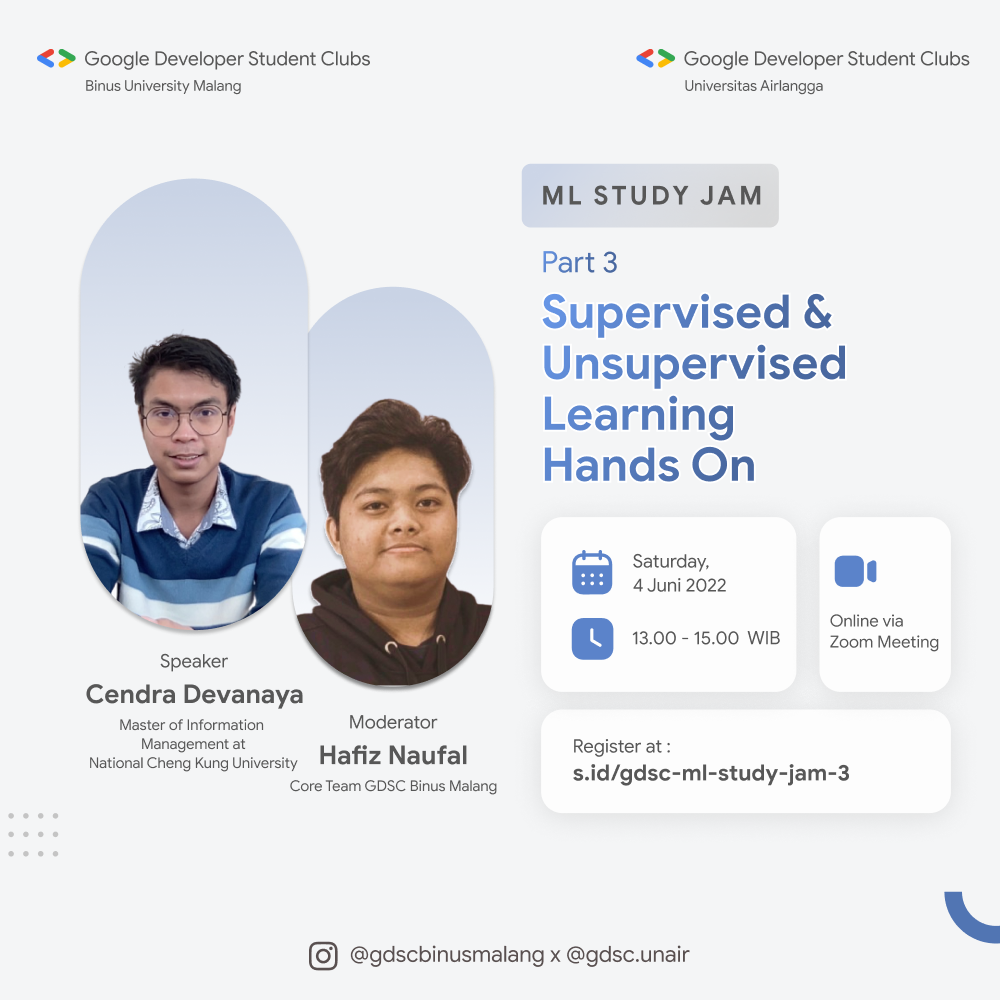 ML Study Jam : Supervised & Unsupervised Learning Hands On