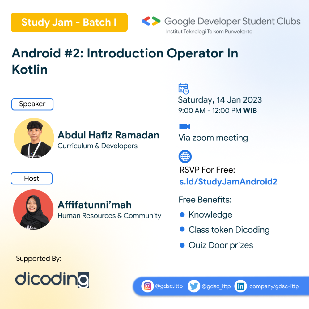 Study Jam - Batch 1 Android #2: Introduction Operator in Kotlin